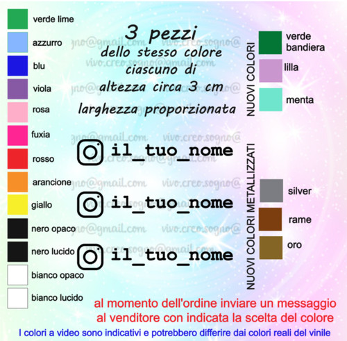 Pezzi adesivo nome instagram - pezzi,