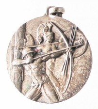 MEDAGLIA ARGENTO TIRO CON L'ARCO 1938 (F.LLI SENESI MILANO)