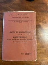 Libretto FIAT 500 GIARDINETTA Epoca Anno 1952 - TARGA AR - Uso Collezionistico