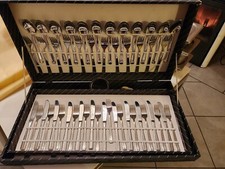 VINTAGE 1950 SERVIZIO POSATE ACCIAIO 99 pz ABERT BRESCIA LEONE