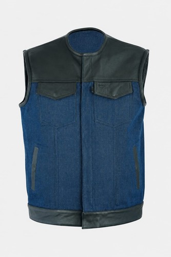 Gilet biker uomo - denim, orlo