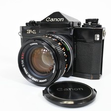 Canon F-1 fotocamera reflex pellicola 35 mm nera con FD 50 mm f/1.4 S.S.C. Ob...