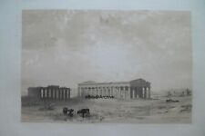 1852 PESTUM Paestum SALERNO litografia fol C J Billmark Stoccolma pieno margine