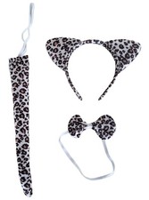 Set da Leopardo cerchietto coda e papillon leopardato per donna L.94595