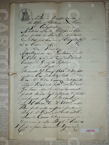H8720 documento antico 1866 - documento,