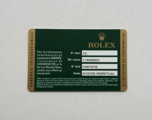Rolex garanzia card milgauss - rolex,