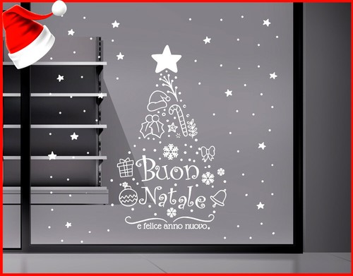 Adesivi vetrina addobbo natale