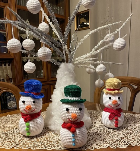 Amigurumi tre pupazzi neve - amigurumi,