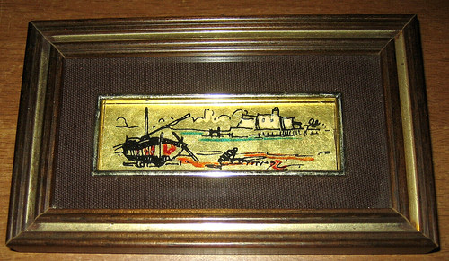 Quadro foglia oro 22k golden - quadro,