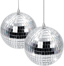 Palla Da Discoteca 10 Cm – Set 2 Palline a Specchi Argentate Da Appendere, Decor