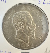 5 Lire 1864 N Regno d'Italia