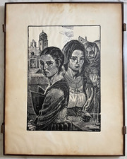 White Rowing Woodcut Orgosolo