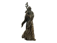 Merlino Gran Mago Drago Sfera di Cristallo Bastone Statua Finitura Bronzo
