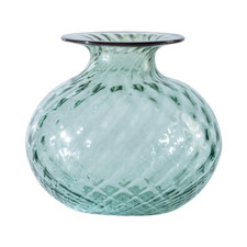 Venini Vaso Monofiore Balloton Verde Rio/ Filo Rosso Sangue di Bue H. 12. 5 cm R