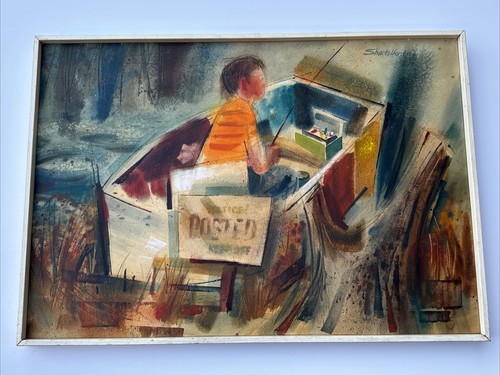 Quadro metà secolo - metÀ, pescatore