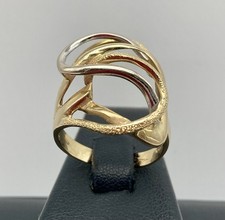 ANELLO DONNA IN ORO GIALLO 18KT 750 USATO FASCIA DESIGN 2 COLORI INTRECCIO RIGHE