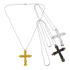  Collana con croce da 3 pezzi per uomo, rustica, vintage, antica, con ciondolo a