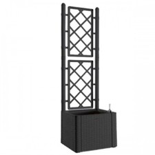 Fioriera Quadrata 43x43 con Spalliera in Pvc Antracite Da Esterno Balcone Vaso