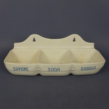 Porta Sapone D’appesa In Ceramica Soda E Sabbia Laveno Italy Vintage Anni ‘30