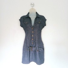 Abito Jane Norman Taglia S Donna Blu Denim Mini Cintura Festival Rave Y2K