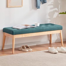 Cassapanca Pouf Ottomana Verde Ingresso Panca Imbottitura Alta Densità 108x41cm