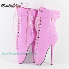 Stivaletto donna allenamento clubwear pelle verniciata fetish tacco a spillo 7"