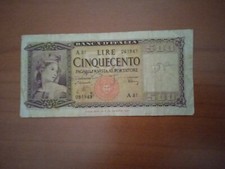 RARA BANCONOTA 500 LIRE  DEL 15/03/1947 -  ORNATA DI SPIGHE