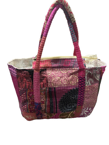 Boho patchwork tote bag - tote,