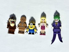 Lotto 5 Minifigures Lego 100% Originali taz Minions Barbie Jocker Marzapane 
