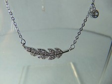 GIROCOLLO DONNA IN ARGENTO 925 STERLING CON PIUMA PAVIMENTATA ZIRCONI AAA