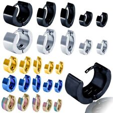 1 PAIO ORECCHINI CREOLI PIEGHEVOLI ACCIAIO INOX UOMO UOMO HUGGIE UNISEX