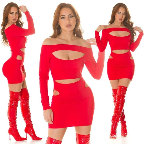 Mini abito rosso ritagliato