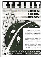 PUBBL.1941 ETERNIT GENOVA LASTRE TUBI SILI CEMENTO AMIANTO PRODOTTI