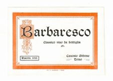 Etichetta vintage riserva 1925 Vino Barbaresco Canosio Oddone Trino (Vercelli)