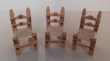 SET TRE SEDIE IN MINIATURA IN LEGNO   ARTIGIANATO DELLA SARDEGNA
