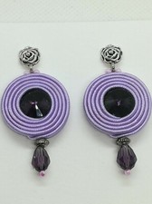 Orecchini donna in soutache glicine e viola. Unico pezzo  