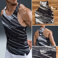 Canotta canotta Nike Fast Dri-Fit Slim Fit Running Top nuova con etichette IF...