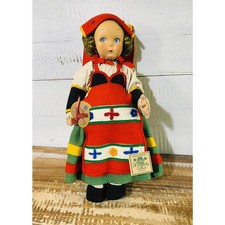 Bambola vintage anni 50 Lenci Ciociara Lazio regionale in feltro occhi azzurri con etichette Italia 12"