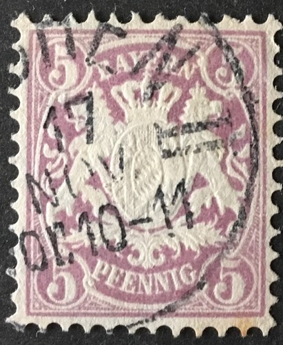 Baviera 5pf malva 1878 usato - malva,, 1878,