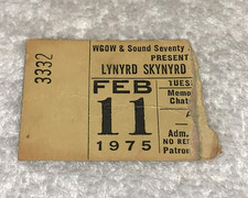 Biglietto concerto originale Lynyrd Skynyrd 1975 Stub Chattanooga Tennessee USA
