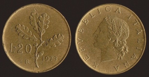 Lire 1973 ramo quercia - di,