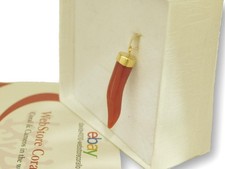 Ciondolo in Corallo Corno di ARgento 925 e P Oro 18 pendente Uomo portafortunA