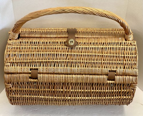 Vtg picnic time barrel wicker - picnic,