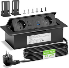 Ciabatta Elettrica a Scomparsa Con USB C PD20W, in Alluminio, a Scomparsa Con In