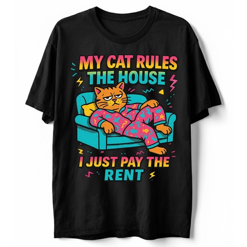 Maglietta cat rules house - maglietta,