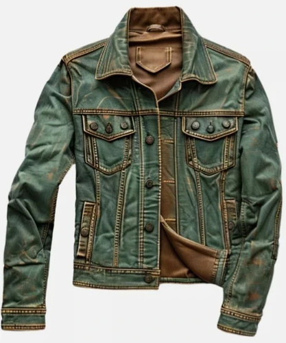 Giacca pelle camionista verde