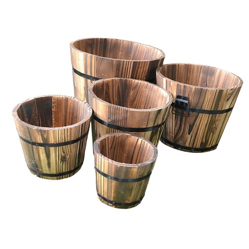 Fioriere botte in legno - 5x,