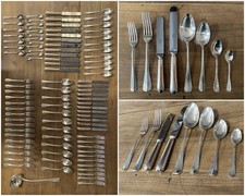 SERVIZIO POSATE Calderoni 6 PERSONE 94 PZ ALPACCA ARGENTATO VINTAGE '50