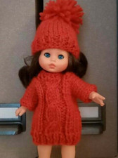 Completo maxi abito in maglia e cuffia con pon pon per bambole come mini Furga
