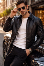 Giacca ecopelle nera uomo